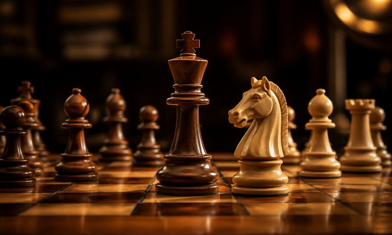 Chess board with king and knight
